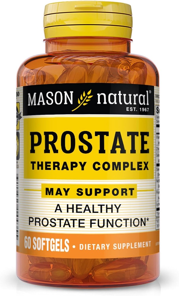 MASON NATURAL Prostate Therapy Kompleks with Saw Palmetto, Nettle Root & Riley Seed Oil - Sağlıklı Bir Prostate Fonksiyonlu Destek *, 60 Softgels