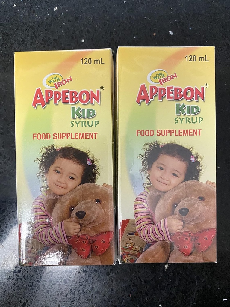 Συσκευασία των 2 Appebon Kid Syrup Συμπλήρωμα διατροφής με σίδηρο 120ml