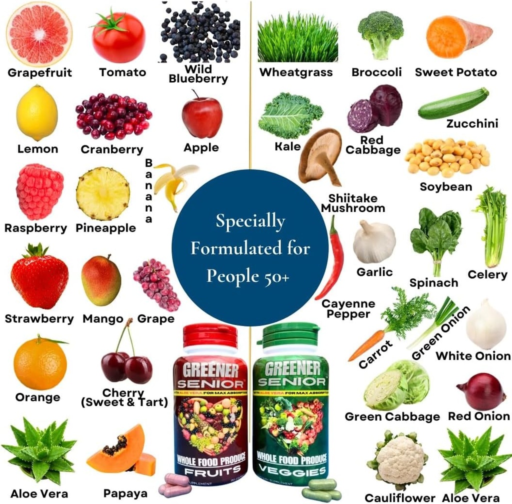 Meyve ve Veggie Tüm Gıda Tamamı - Max Abors için Üstatlar için Formüle - 90 Meyve Kapsülleri ve 90 Veggie Capsules - 1 Set