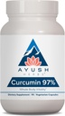 Ayush Herbs Curcumin 97% - Συμπληρώματα κουρκουμίνης, Premium Turmeric Root Supplement, Κουρκουμινοειδή για γυναίκες & άνδρες, ενήλικες, Premium Κοινή Υποστήριξη, Δύναμη & Ζωτικότητα - 90 Καψάκια Χορτοφαγικής (1 Κόμβος)
