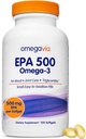 OmegaVia 500 EPA, Purified Omega-3 Fish Oil Supplement, 500 mg EPA in Triglyceride Form, Burpless Fish Oil, Non-GMO, Gluten-Free, IFOS 5Star, 120 Softgels