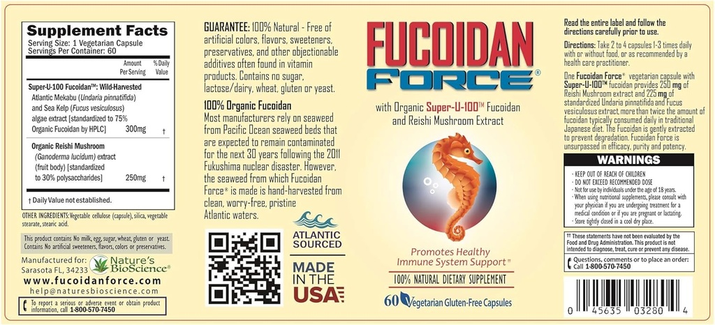 FUCOIDAN FORCE® 6 Şişes Pack (4+2 Free) #1 FUCOIDAN Supplement in the World, Made in USA - Formulated for maximum Power & Faydaları