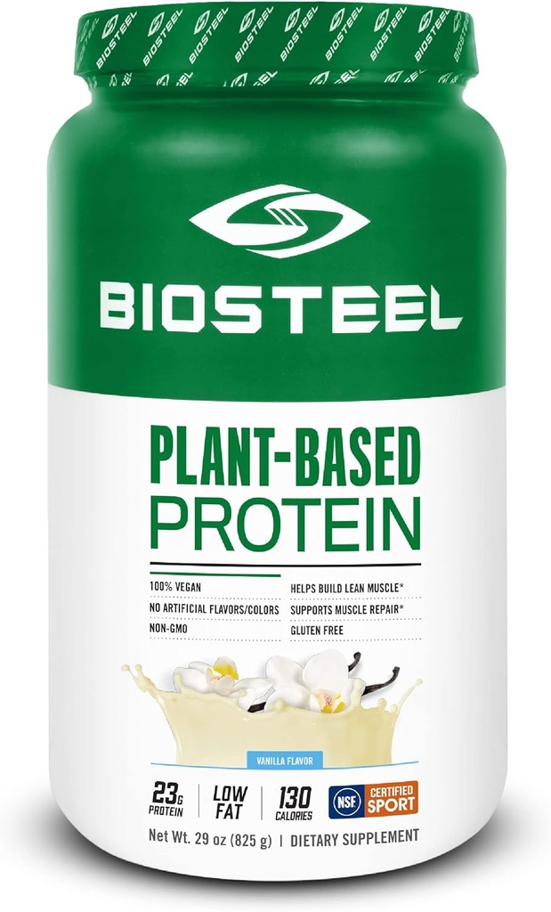 BioSteel Vegan Protein Powder - Βανίλια, NSF για τον αθλητισμό, 1,8 lbs, 22g Protein, 25 Servings - Φυτική Σκόνη Πρωτεΐνης με Καφέ Ρύζι, Πίο & Κολοκύθα Σπόροι - Premium Φυτική Πρωτεΐνη Σκόνη