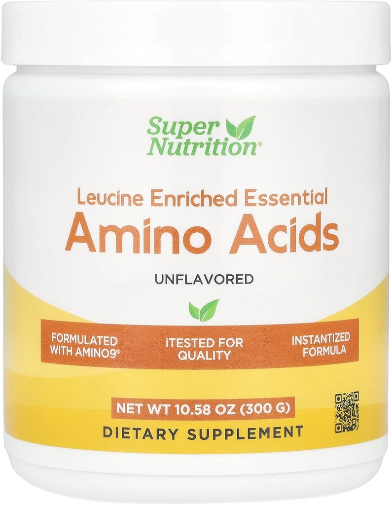 SuperNutrition Leucine Enriched Essential Amino Acids with L-Leucine, L-Lysine, L-Θρεονίνη, και L-Isoleucine, Χωρίς άρωμα, 10,58 oz (300 g)