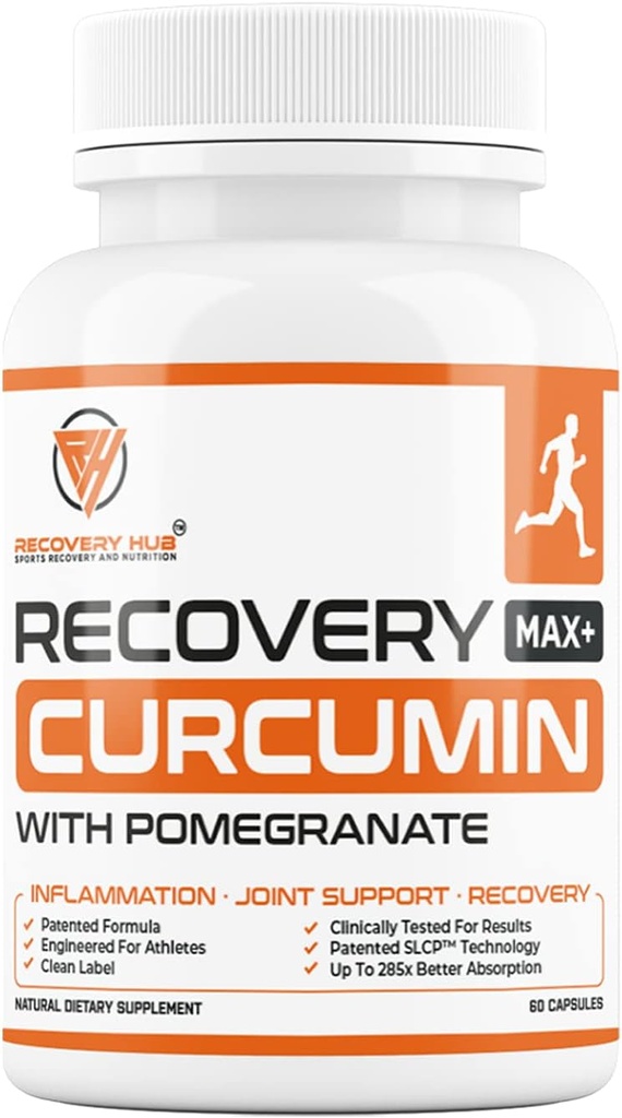 Recovery MAX+ Turmeric/Curcumin Supplement - The Heart, Brain, Immune System, Joints, Liver, Colon Health - Patented Formula - 285x Daha Fazla Absiyon - Gluten Free + Vegan - 60 Capsules