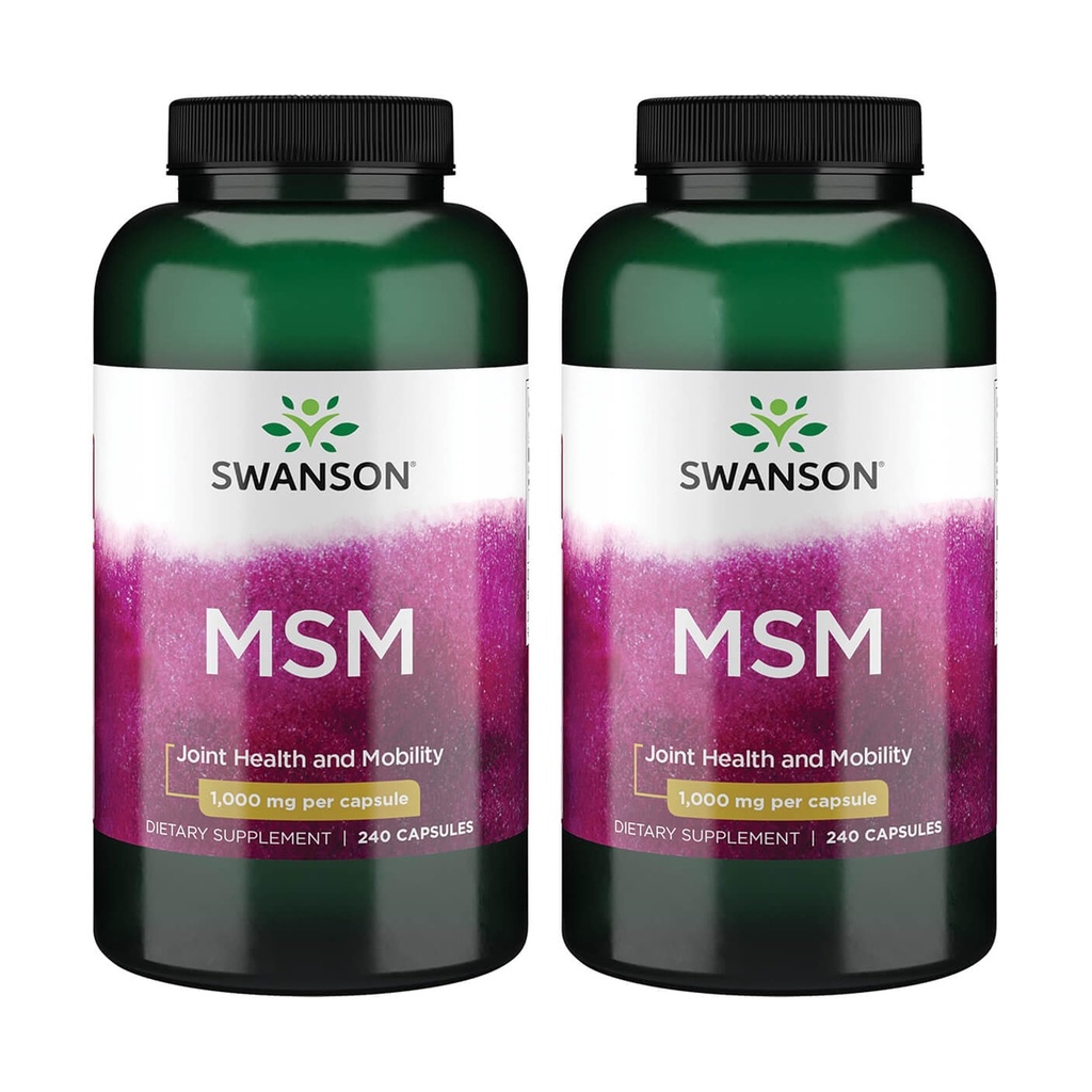 Swanson MSM - Temel Mineraller Hareketliliği ve Ortak Sağlık Desteklerini Destekliyor - Bağlayıcı Tound Health Including Cartilage, Collagen, & Hair - (240 Capsules, 1000 mg Her) 2 Pack