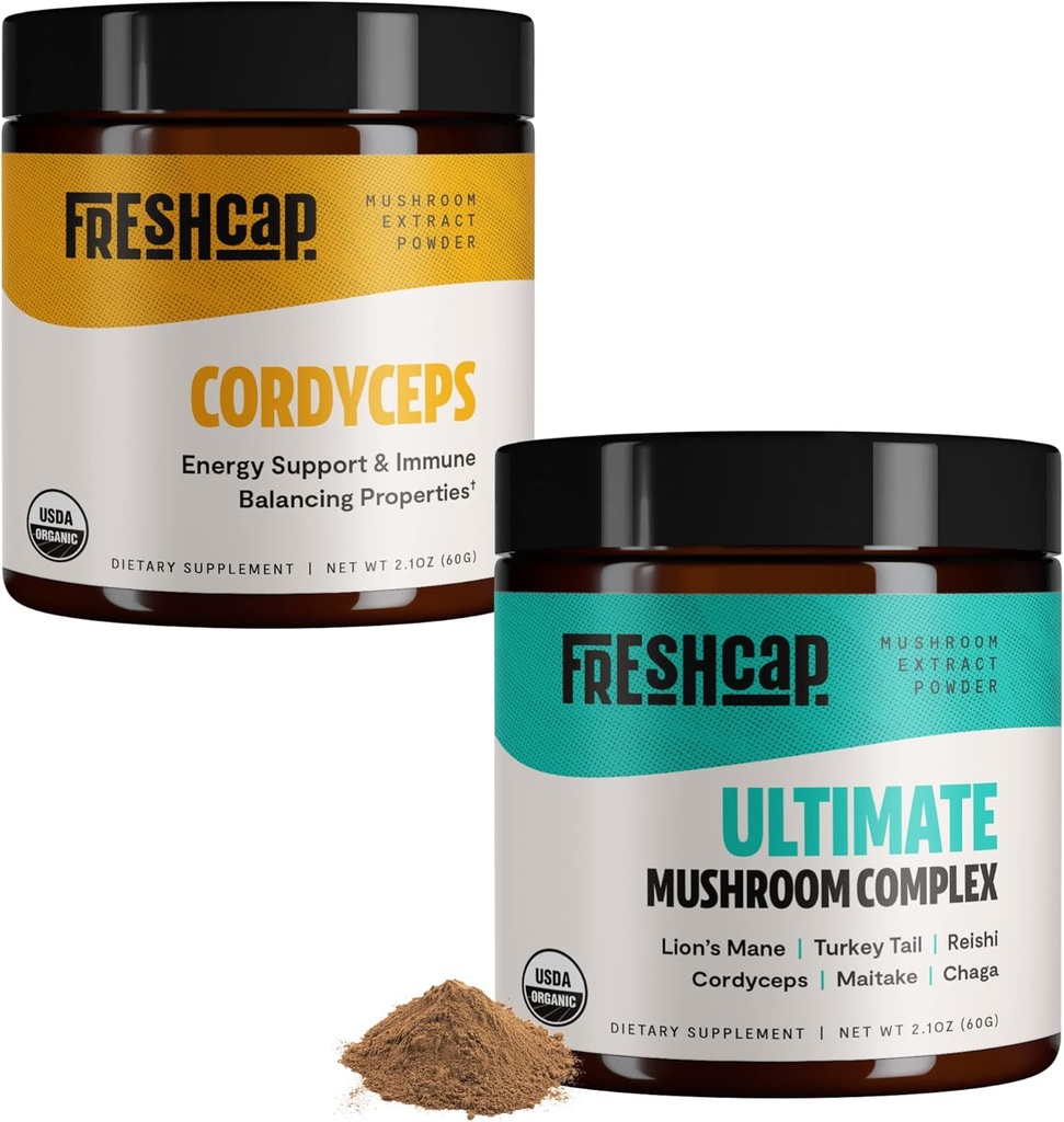 FreshCap Mushrooms Energy Bundle (Κορδυκή σκόνη και Ultimate Mushroom Complex σκόνη)