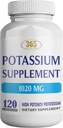 365 Sağlık Potasyum Tamam 1020 mg | Pyum Bikarbonat | No-GMO | Gluten Free | ABD'de Yapıldı | 120 Vejetaryen Capsules