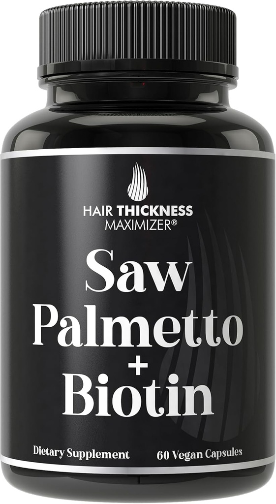 Saw Palmetto + Biotin Advanced 2-in-1 Combo for Hair growth. Vegan Capsules Supplement with Natural Saw Palmetto Extract + 10000mcg Biotin. Erkekler ve Kadınlar için saç dökülmesi ve Regrowth Pills. ADAMUS Blocker