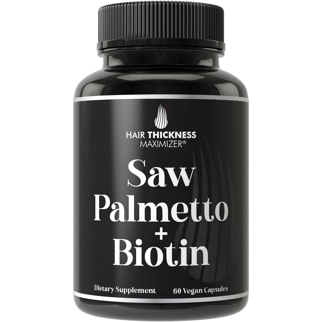 Saw Palmetto + Biotin Advanced 2-in-1 Combo for Hair growth. Vegan Capsules Supplement with Natural Saw Palmetto Extract + 10000mcg Biotin. Erkekler ve Kadınlar için saç dökülmesi ve Regrowth Pills. ADAMUS Blocker