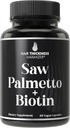 Saw Palmetto + Biotin Advanced 2-in-1 Combo for Hair growth. Vegan Capsules Supplement with Natural Saw Palmetto Extract + 10000mcg Biotin. Erkekler ve Kadınlar için saç dökülmesi ve Regrowth Pills. ADAMUS Blocker