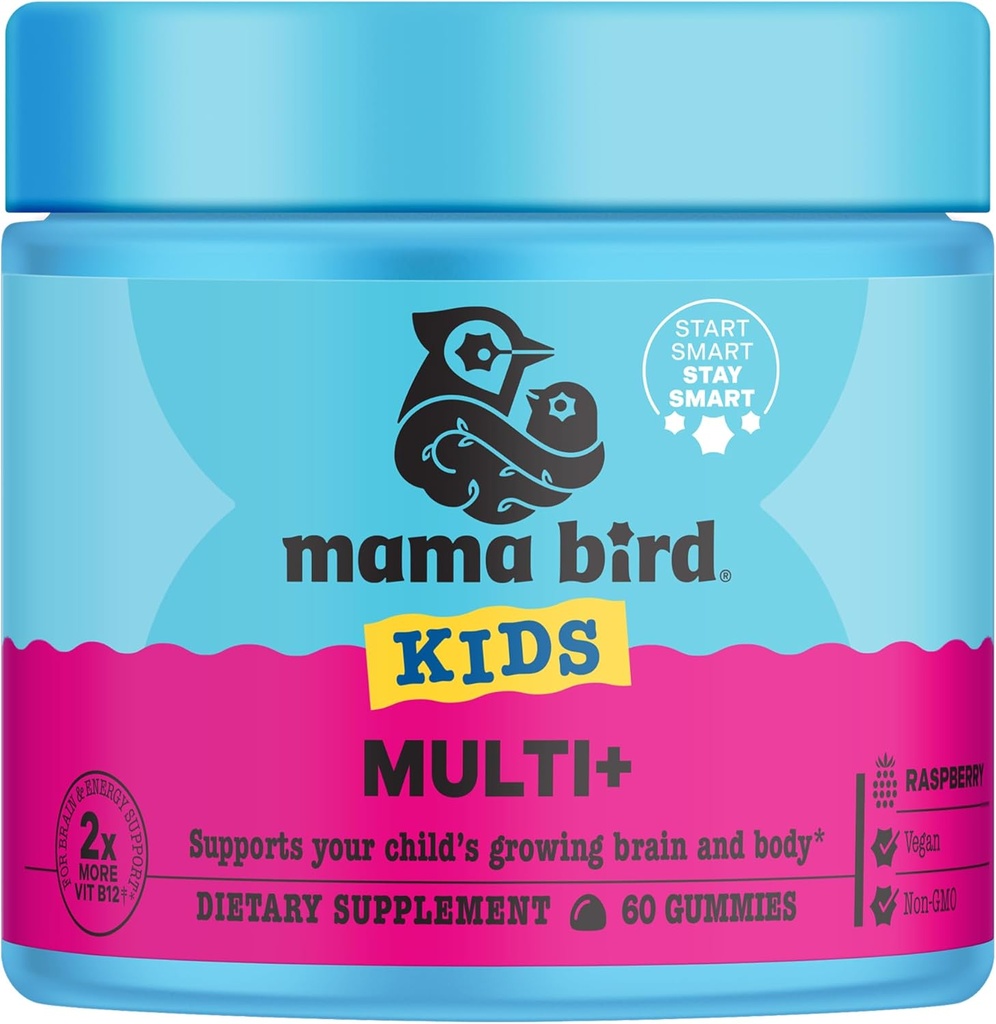 Best Nest Wellness Multi Plus Gummies - Brain Health Supplement with methylated Vitamins - Μασώμενη πολυβιταμίνη για τα παιδιά - Βοηθά Υγιής Ενέργεια & Ανοσοποιητική λειτουργία - Βατόμουρο, 60 Gummies