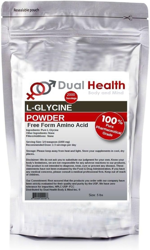 Γλυκίνη Σκόνη (5 λίβρες) Pure Free Form Glycine Bulk Συμπληρώματα, ύπνος Αμινοξύ, μη-GMO, Γλουτένη Χωρίς