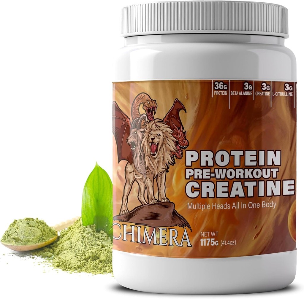 CHIMERA All-in-One protein & Pre-Workout Toz - 36g protein, 3g Kretine, Non-GMO, Sugar-Free, Low sodyum, Natural Caffeine from Matcha, No Yapay Flavors