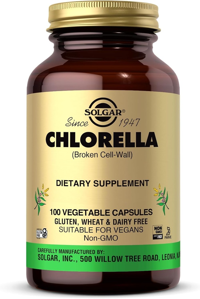 Solgar Chlorella - 100 Sebze Kapsülleri - maksimum Aborpsiyon - Non-GMO, Vegan, Gluten Free, Kosher - 100 Hizmet