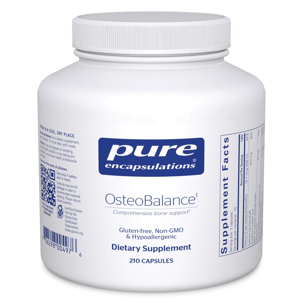 Saf Encapsulations OsteoBalance | Hipoallergenic Supplement to Tepsiyon ve Sağlıklı Kemik Mineralizasyonunu Geliştirmek için * | 210 Capsules