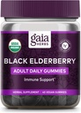 Gaia Herbs Black Elderberry Yetişkin Günlük Gummies - Delicious Immune Support Supplement - Immune System Support, 40 Gummies (20-Day Supply)