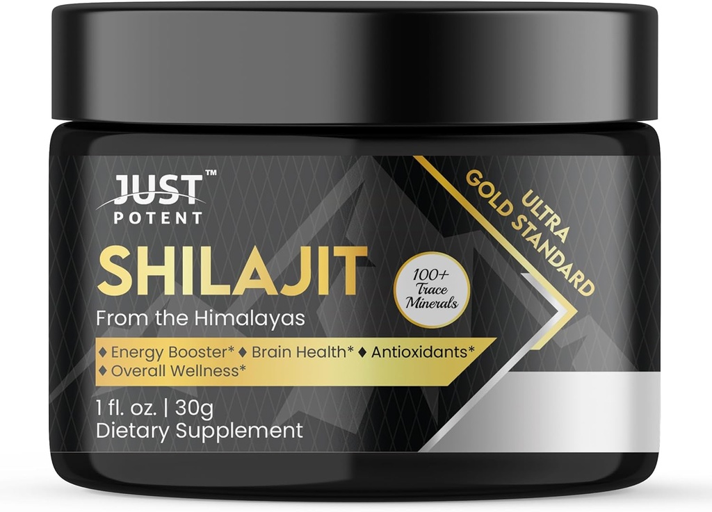 Just Potent Ultra Gold Standard Shilajitwear Supplement - 100+ Trace Minerals | 600 mg Per Servis, 50 Hizmetler | Fulvic & Humic Acids, Brain Health, Antioksi, Energy ve Wellness Genel olarak