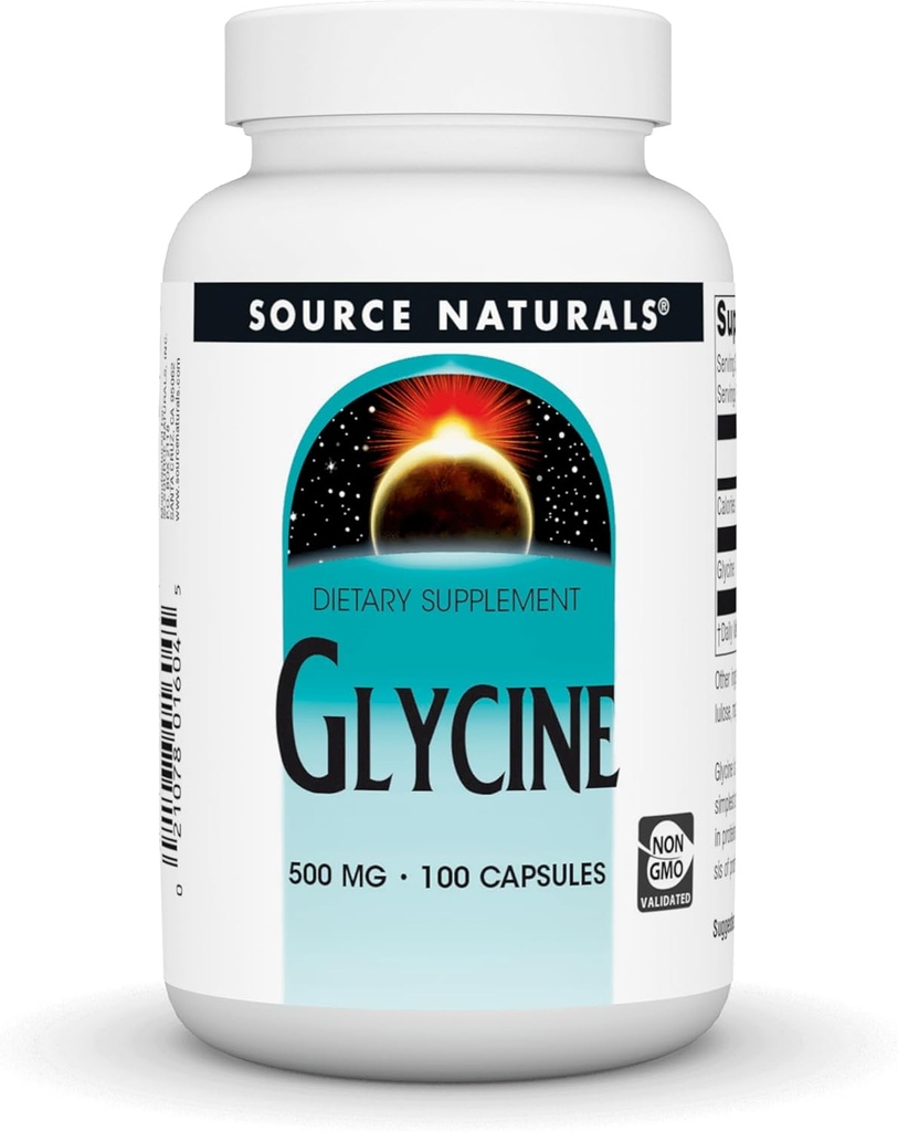Source Naturals Γλυκίνη 500 mg Συμπλήρωμα διατροφής με αμινοξέα - 100 κάψουλες