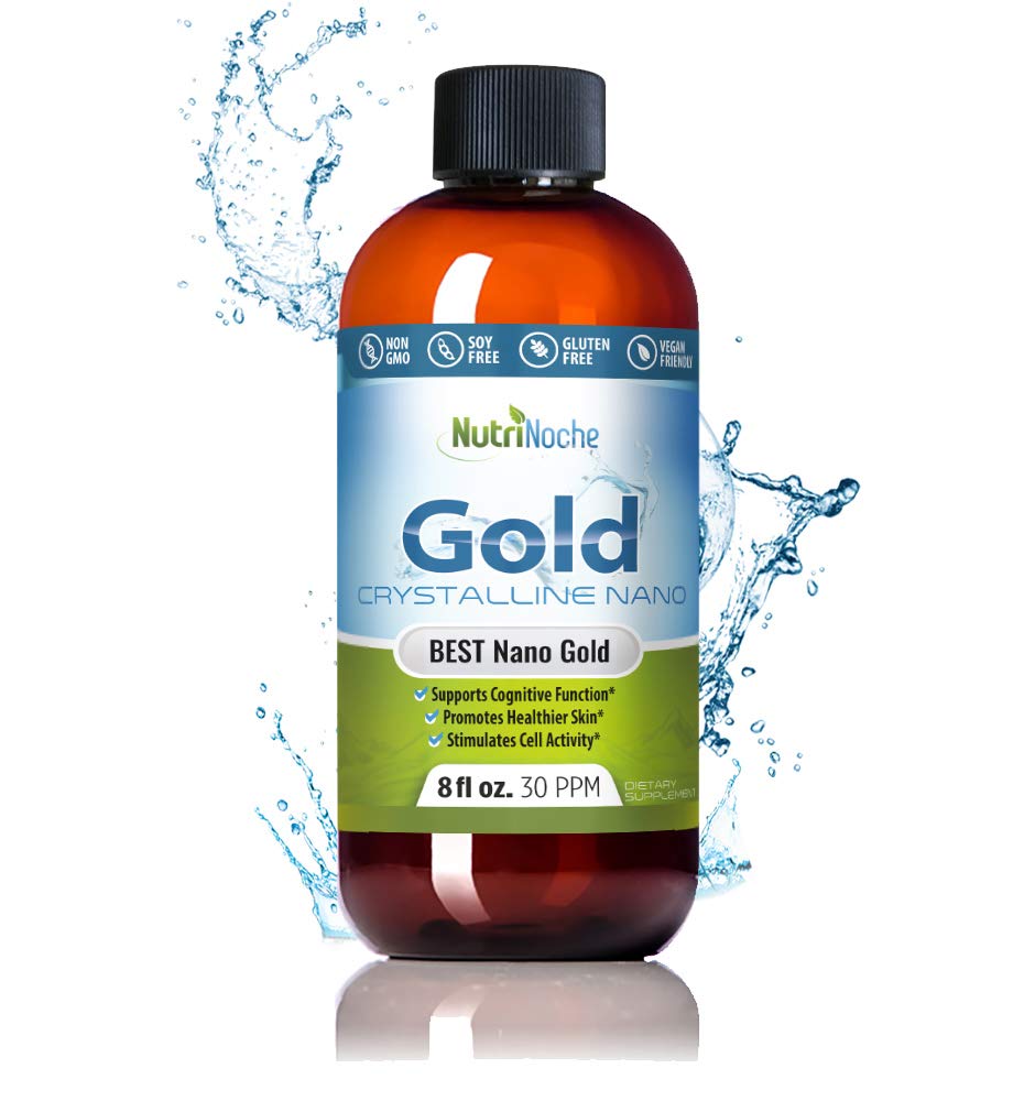 Colloidal Gold Liquid Organic Supplement by Nutrinoche - 100% Pure Nano Gold Mineral - Ruh Clarity, Focus & Relaxation - 8 oz Şişe - Vegan, Gluten-Free - Kristalline - 30 ppm