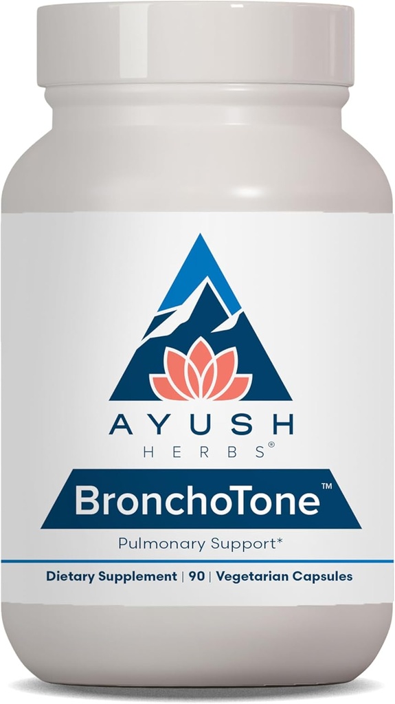 Ayush Herbs Bronchotone - Bronchial Support, Respiratory and Immune-Demek Kadınlar ve Erkekler için Destek Supplement, Yetişkinler, Pulmonary Care Supplement - 90 Vegetarian Capsules (1 Count)