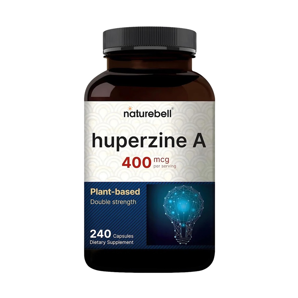 NatureBell Huperzine A 400mcg Per Service, 240 Capsules, (Huperzine A Supplement) | Destekler Focus, Cognition, Memory, and Learning Skill – Premium Brain Supplements – No GMOs