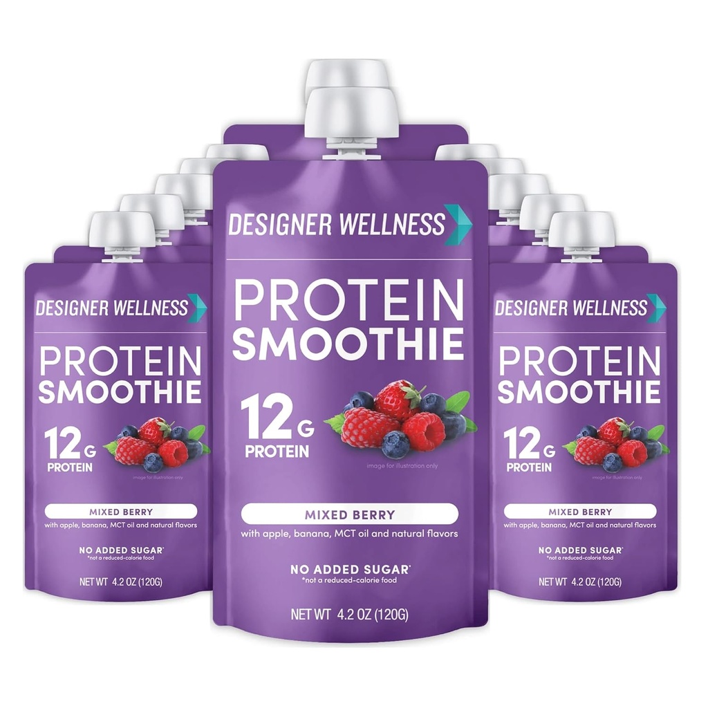 Tasarımcı Wellness proteini Smoothie, Real Fruit, 12g protein, Low Carb, Zero Sugar, Gluten-Free, Non-GMO, No Yapay Renkler veya Flavors, Karma Berry, 12 Count