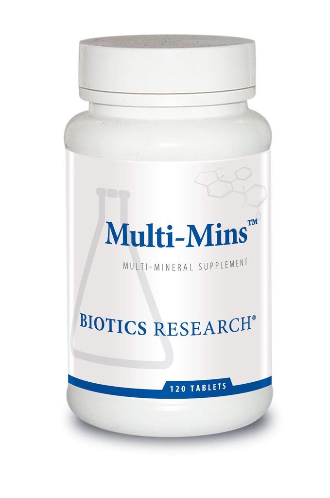 Biotics Araştırma Multi-Mins (Potent Mineral Kombinasyonu) Bio, Mineral Chelates ve Tüm Gıda İz Mineralleri ile Çok Kolay Mineral Supplement. Magnezyum, Kromium, Iodine (120 Tablet)