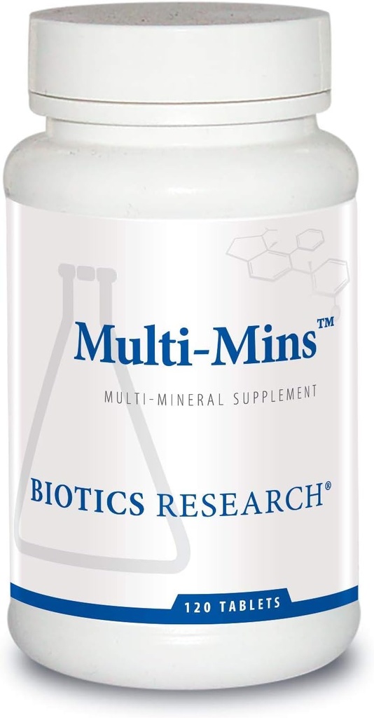 Biotics Araştırma Multi-Mins (Potent Mineral Kombinasyonu) Bio, Mineral Chelates ve Tüm Gıda İz Mineralleri ile Çok Kolay Mineral Supplement. Magnezyum, Kromium, Iodine (120 Tablet)