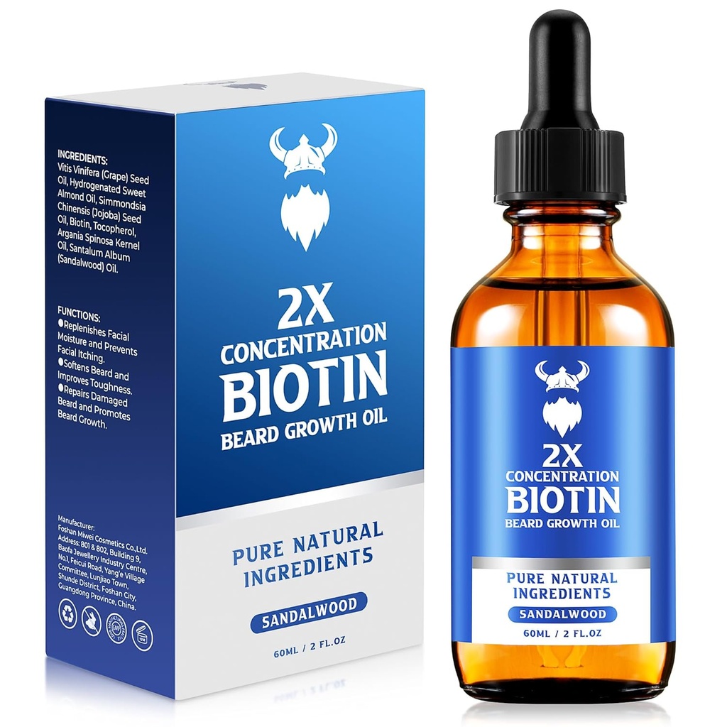 Ayıd growth Oil - 2X Concentration Biotin Beard Oil for Men (2 oz) - Doğal Erkekler Argan Oil, Jojoba Oil ve Vitamin, Beard growth Softener, Moisturizer (Sandalwood)