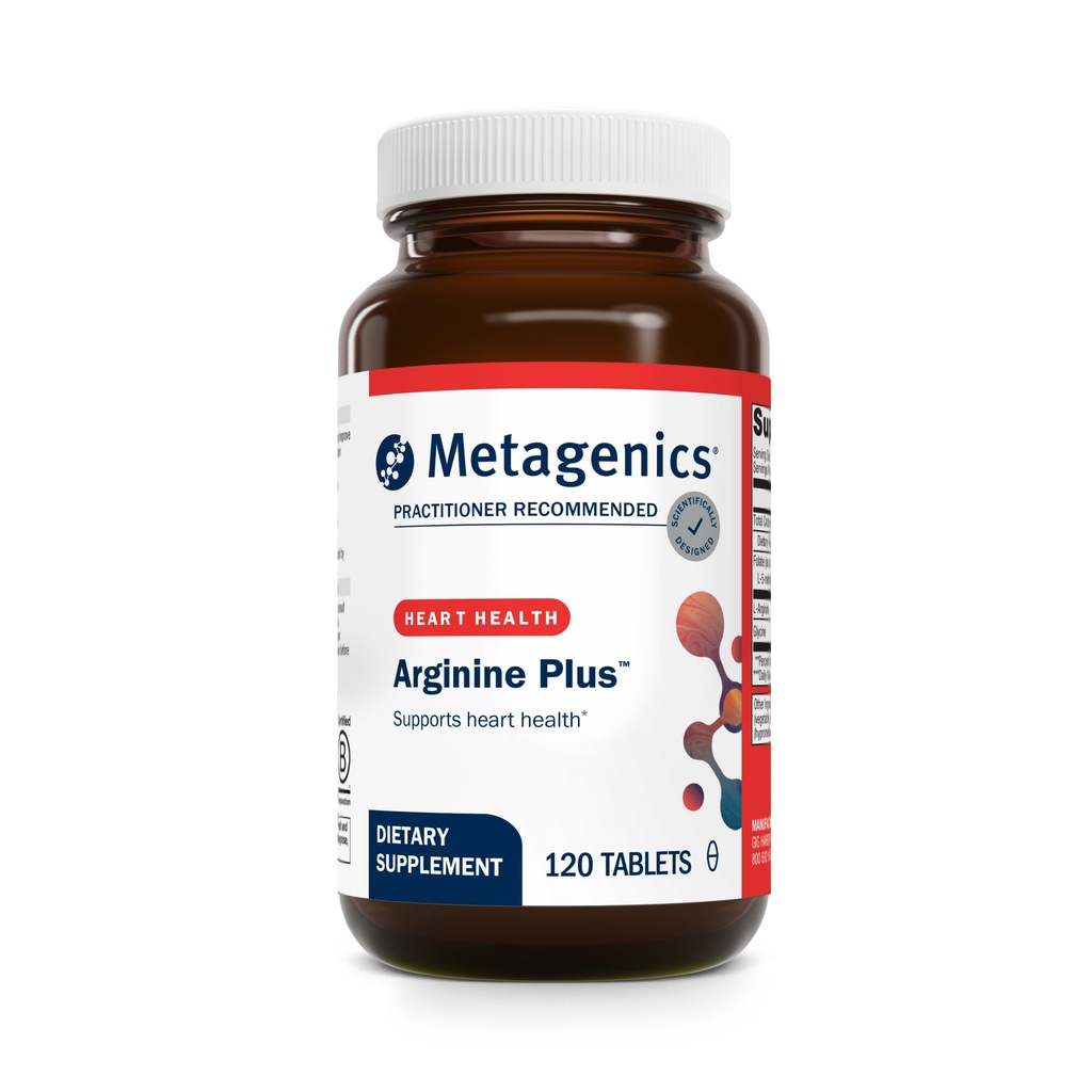 Μεταγονική Arginine Plus - 1,5 g L-αργινίνη - Υποστηρίζει τη ροή του αίματος και την υγεία της καρδιάς* - 665 mcg DFE Folate (ως L-5-μεθυλοτετραϋδροφολικό ασβέστιο) - Μη-ΓΤΟ, Χορτοφαγικά & Χωρίς Γλουτένη - 120 Count