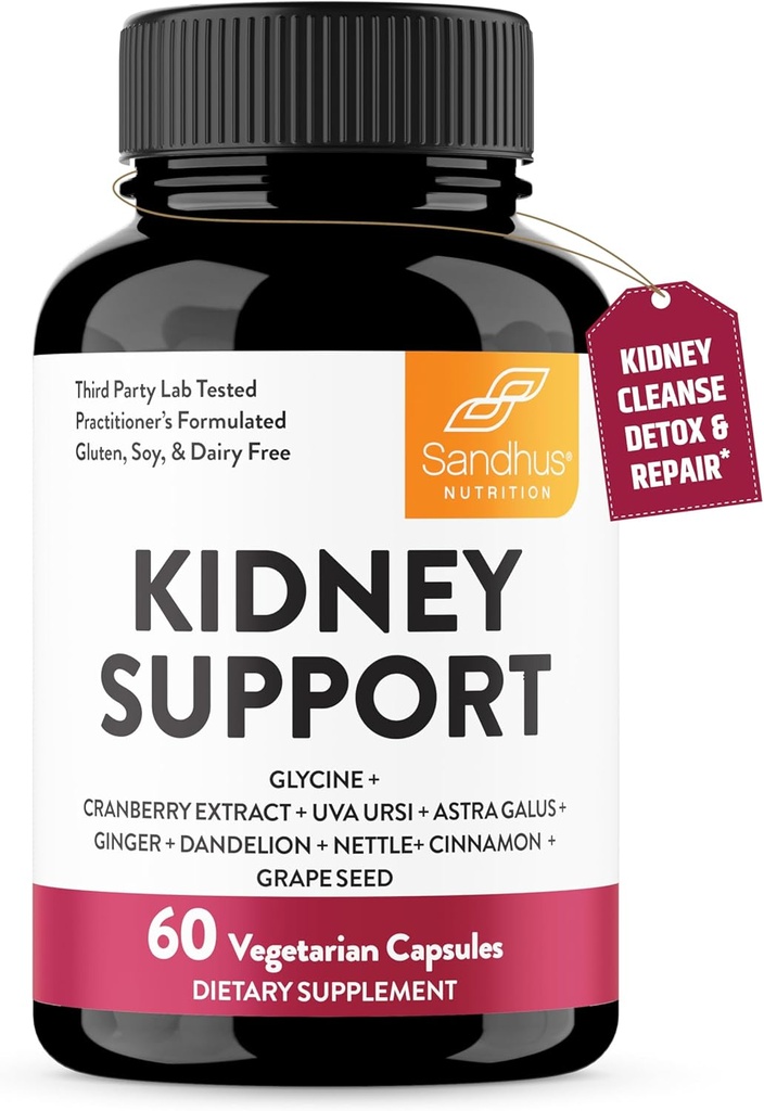 Sandhu's Kidney Cleanse Detox & Tamir Support Supplement for Men and Women | with Cranberry Extract | Helps Support Kidney & Urinary Tract Health | 60 Vegetarian Capsules (Pazar 1)