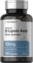 Horbaach R-Lipoic Acid 100 mg | 120 Capsules | Biotin Optimizer | Non-GMO, Gluten Free | Stabilized R-Lipoic Acid Supplement