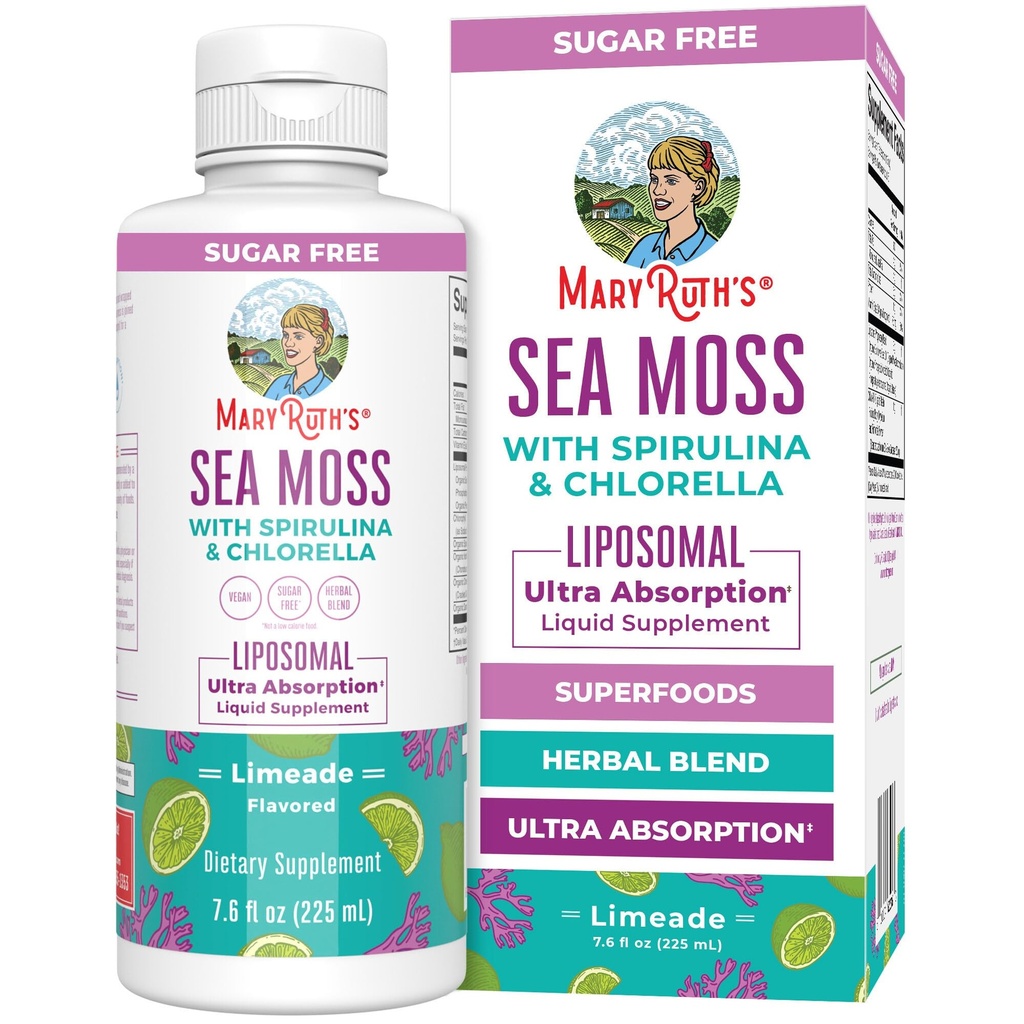 MaryRuth Organics Sea Moss, Spirulina ve Chlorella Liposomal | Chlorophyll | Dandelion Root | Superfood | Ultra Abxia | Vegan | Non-GMO | Gluten Free | 7.6 fl oz | 15 Servisler
