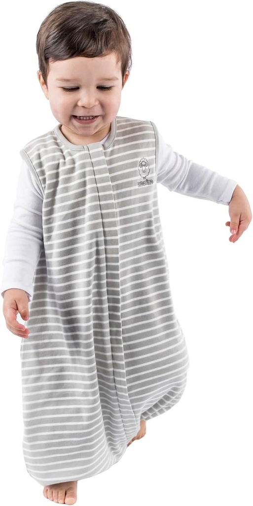 Woolino 4 Season Baby Sleep Bag with feet, Merino Wool and Organic Cotton Walker Sleep Bag Sack, Toddler Uyku Bag, 18-36m, Gray