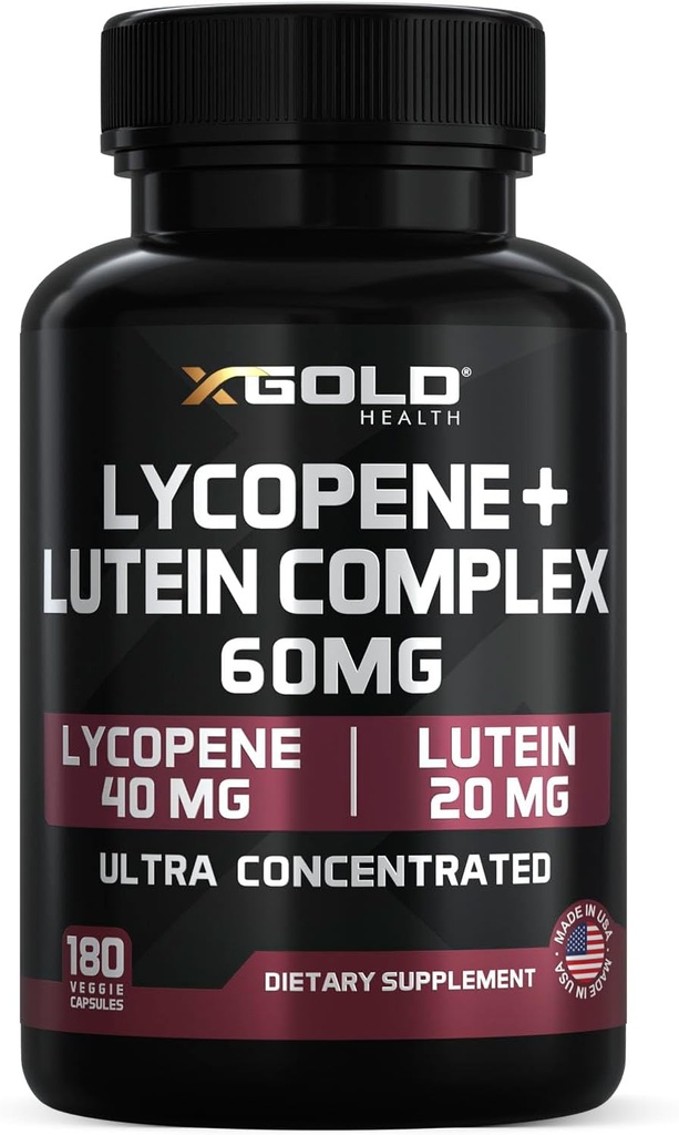 Lycopene + Lutein 60 mg Supplement | Eye Health & Vision Support | Antioksi for Health Eyes & Skin | Non-GMO, Gluten Free | 180 Vegetarian Capsules | Made in USA