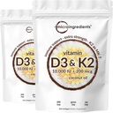 2 Pack Vitamin D3 10000 iu Plus K2 (MK-7) 200 mcg, 300 Virgin Coconut Oil Yumuşakgels | 1 Vitamin D & K Kompleks | Destekler Gıda Apsiyon, Bone, Immune, & Heart Health - Swallow