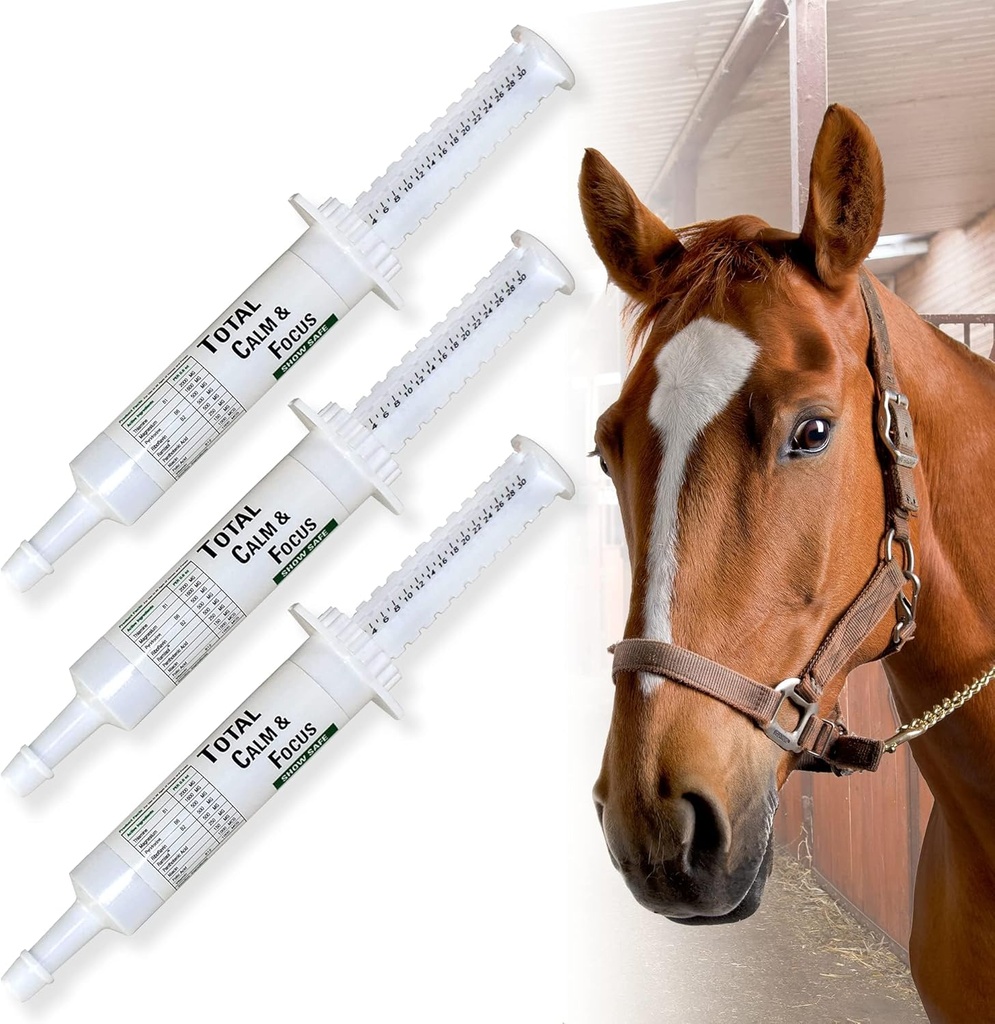 Ramard Total Calm and Focus for Horses Supplement - Magnezyum & Calming Formula for Horse Show, Education, Performance mental Alertness Without Drowsiness, Show Safe, Equine Materials 1oz 3Packs