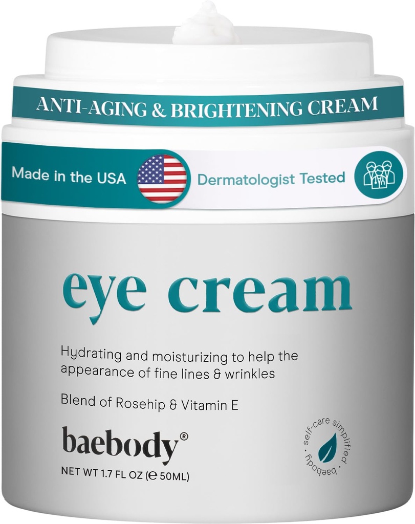 Baebody ABD Göz Kremi'nde Yaptı - Dark Circles ve Wrinkles için Göz Kremi ve Moisturing Eye Cream - Rosehip ve Vitamin E (1.7 z/50 ml) ile