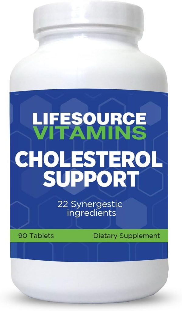 LifeSource Vitamins Cholesterol Support - 28 Όλα τα φυσικά συνεργιστικά συστατικά - Χοληστερόλη & Τριγλυκερίδια Υποστήριξη μείωσης Αυτό μπορεί να βελτιώσει την καρδιά και την καρδιαγγειακή υγεία90 δισκία