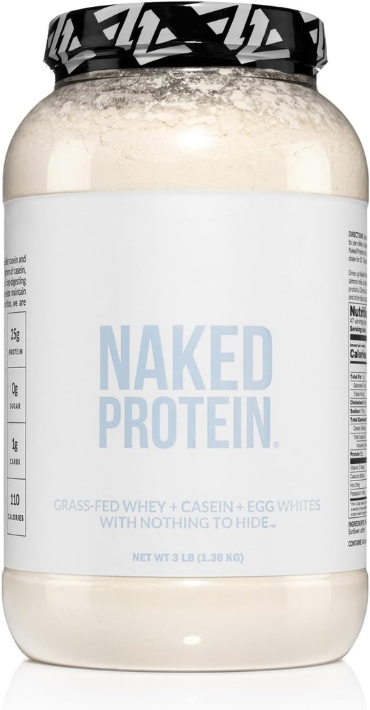 Çıplak Protein Tozu - Whey, Casein ve Yumurta Proteini, Sadece 4 Malzemeler, Non-GMO, No Soy, Gluten Free, No Yapay Sweeteners, Flavors Or Colors, Keto ve Paleo Friendly - 3 LB