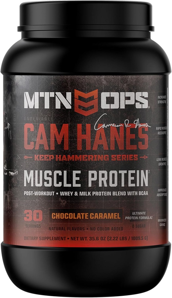 MTN OPS Cameron Hanes Διατηρήστε Σφυροκόπημα Whey Protein Powder, σοκολάτα Caramel Flavor, 30 Μερίδες