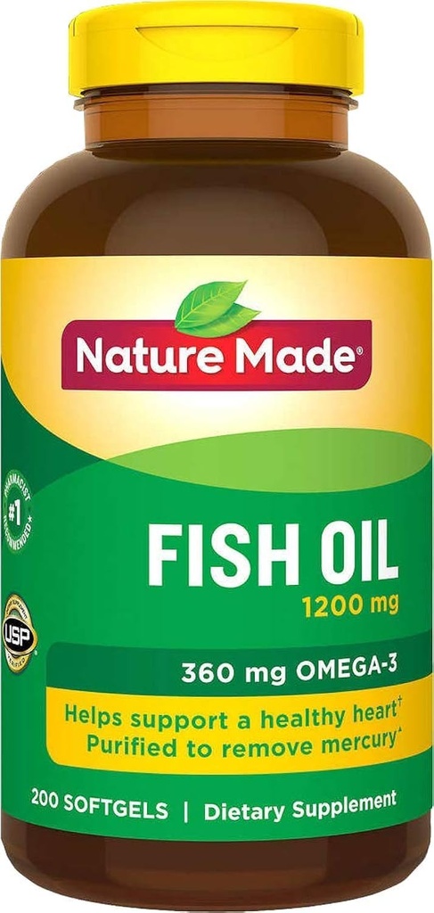 Nature Made Fish Oil 1200 Mg (360 Mg Omega-3) 200 υγρά Softgels