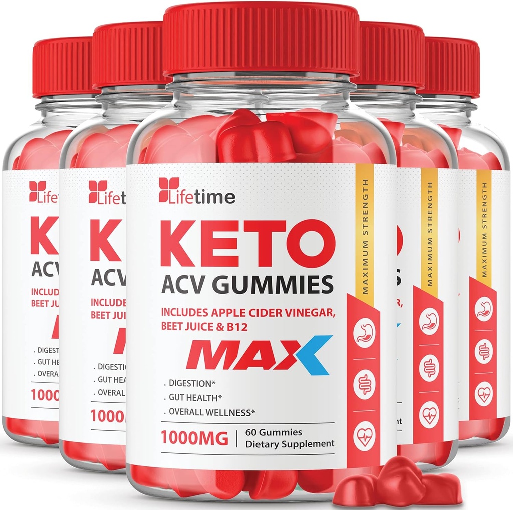 (5 Pack) Lifetime Keto Max Gummies - Resmi Formula, Vegan, GMO - Lifetime Keto Plus acc Gummies, Life Time Gummies, B12, Beet Root, Pomegranate (300 Gummies)
