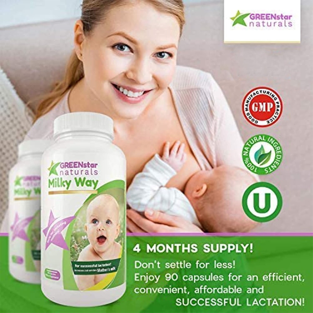 Emzirme Supplement Lactation Support for higher Mother Milk, Lactation Supplement Capsules with Milk Thistle Organik Fenugreek Tohumları, Moringa Toz, Kadın Sonrası Vitamini anneler için.