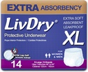 LivDry Adult XL Incontinence Underwear, Ekstra Absorbency Adult Diapers, Leak Protection, X-Large, 14-Pack