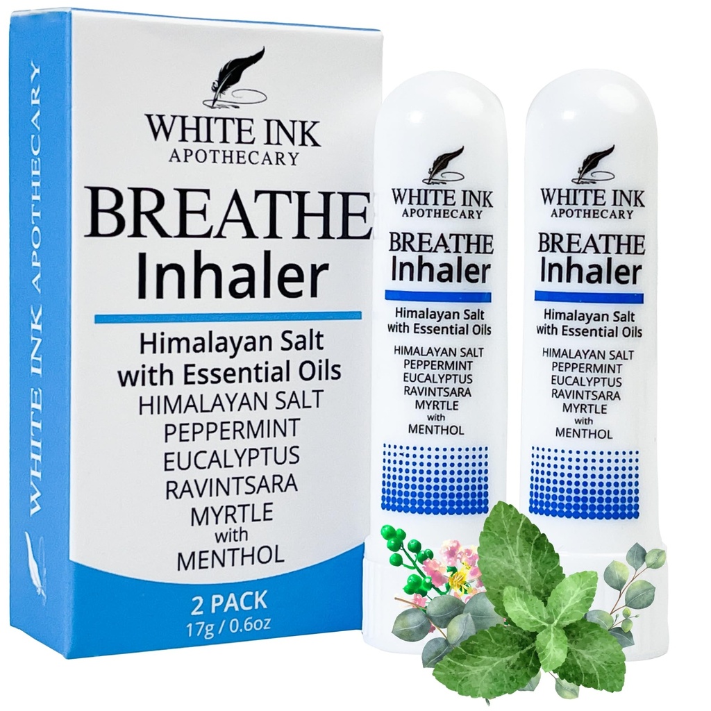 White Ink Breathe | Natural Essential Oil Inhaler Eucalyptus Peppermint | Congestion | Alerji | Focus | Aromaterapi Sinus Relief (2) (2)