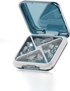 Küçük Pill Box Sular Seyahat Pill Case Portable Daily Pill Konteyner Pill Holder for Purse 4 Karşılaştırmalı Pocket Compact Medicine Organizer for Fish Oils,Supplements,Medication (Mavi)