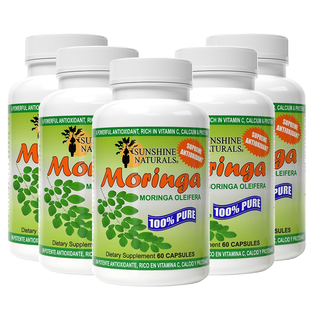 Sunshine Naturals Moringa συμπλήρωμα διατροφής. Βοήθεια ανοσοποιητικού συστήματος, ενισχυτής ενέργειας, αντιοξειδωτική υποστήριξη, και Nutrient-Rich Superfood. Προωθεί Digestion και Heart Health. 120 κάψουλες. Συσκευασία των 2