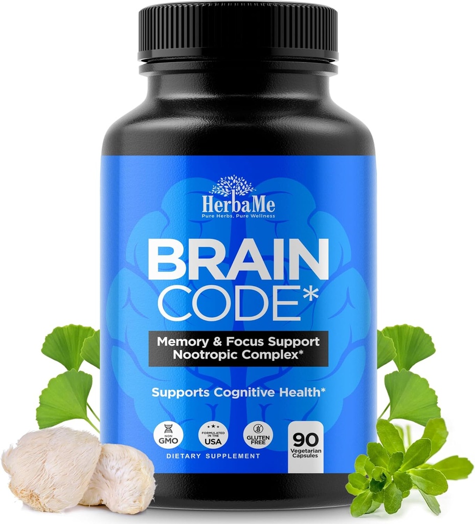 Brain Code Nootropic Brain Supplement for Memory and Focus | Supports Cognitive Health & mentalty, Advanced Concentration | 90 Capsules
